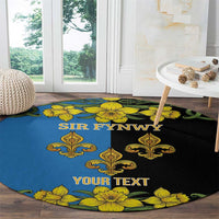 Personalized Monmouthshire Wales Round Carpet Sir Fynwy Flag With Welsh Daffodil - Wonder Print Shop