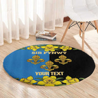 Personalized Monmouthshire Wales Round Carpet Sir Fynwy Flag With Welsh Daffodil - Wonder Print Shop