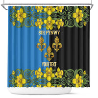 Personalized Monmouthshire Wales Shower Curtain Sir Fynwy Flag With Welsh Daffodil - Wonder Print Shop