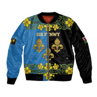 Personalized Monmouthshire Wales Sleeve Zip Bomber Jacket Sir Fynwy Flag With Welsh Daffodil - Wonder Print Shop