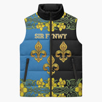 Personalized Monmouthshire Wales Sleeveless Puffer Jacket Sir Fynwy Flag With Welsh Daffodil - Wonder Print Shop