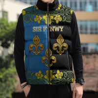 Personalized Monmouthshire Wales Sleeveless Puffer Jacket Sir Fynwy Flag With Welsh Daffodil - Wonder Print Shop