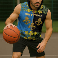 Personalized Monmouthshire Wales Sleeveless Zip Hoodie Sir Fynwy Flag With Welsh Daffodil - Wonder Print Shop