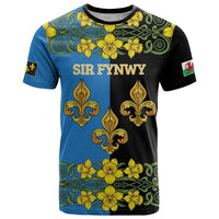 Personalized Monmouthshire Wales T Shirt Sir Fynwy Flag With Welsh Daffodil - Wonder Print Shop