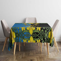 Personalized Monmouthshire Wales Tablecloth Sir Fynwy Flag With Welsh Daffodil - Wonder Print Shop