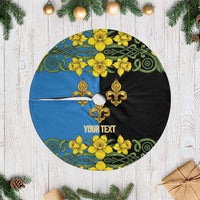 Personalized Monmouthshire Wales Tree Skirt Sir Fynwy Flag With Welsh Daffodil - Wonder Print Shop