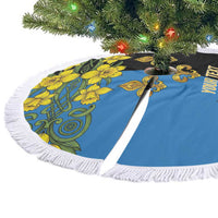 Personalized Monmouthshire Wales Tree Skirt Sir Fynwy Flag With Welsh Daffodil - Wonder Print Shop