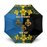 Personalized Monmouthshire Wales Umbrella Sir Fynwy Flag With Welsh Daffodil - Wonder Print Shop