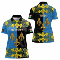 Personalized Monmouthshire Wales Women Polo Shirt Sir Fynwy Flag With Welsh Daffodil - Wonder Print Shop