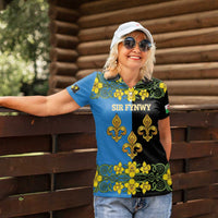 Personalized Monmouthshire Wales Women Polo Shirt Sir Fynwy Flag With Welsh Daffodil - Wonder Print Shop