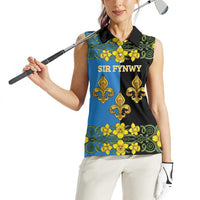 Personalized Monmouthshire Wales Women Sleeveless Polo Shirt Sir Fynwy Flag With Welsh Daffodil - Wonder Print Shop