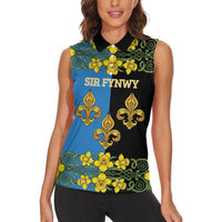 Personalized Monmouthshire Wales Women Sleeveless Polo Shirt Sir Fynwy Flag With Welsh Daffodil - Wonder Print Shop