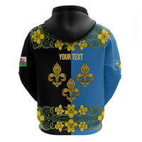 Personalized Monmouthshire Wales Zip Hoodie Sir Fynwy Flag With Welsh Daffodil - Wonder Print Shop