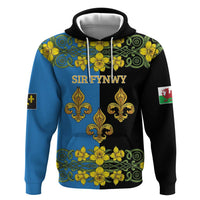 Personalized Monmouthshire Wales Zip Hoodie Sir Fynwy Flag With Welsh Daffodil - Wonder Print Shop