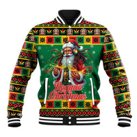 Jamaica Christmas Baseball Jacket Reggae Santa with Dreadlocks Design - Wonder Print Shop