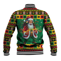 Jamaica Christmas Baseball Jacket Reggae Santa with Dreadlocks Design - Wonder Print Shop