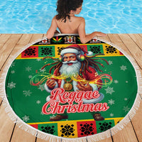 Jamaica Christmas Beach Blanket Reggae Santa with Dreadlocks Design - Wonder Print Shop