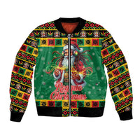 Jamaica Christmas Bomber Jacket Reggae Santa with Dreadlocks Design - Wonder Print Shop