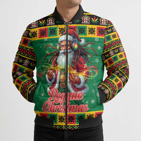 Jamaica Christmas Bomber Puffer Jacket Reggae Santa with Dreadlocks Design - Wonder Print Shop