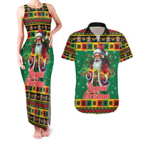 Jamaica Christmas Couples Matching Tank Maxi Dress and Hawaiian Shirt Reggae Santa with Dreadlocks Design - Wonder Print Shop