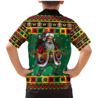 Jamaica Christmas Family Matching Mermaid Dress and Hawaiian Shirt Reggae Santa with Dreadlocks Design - Wonder Print Shop
