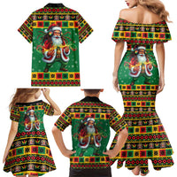 Jamaica Christmas Family Matching Mermaid Dress and Hawaiian Shirt Reggae Santa with Dreadlocks Design - Wonder Print Shop