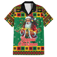 Jamaica Christmas Family Matching Off The Shoulder Long Sleeve Dress and Hawaiian Shirt Reggae Santa with Dreadlocks Design - Wonder Print Shop