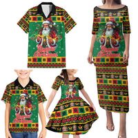 Jamaica Christmas Family Matching Puletasi and Hawaiian Shirt Reggae Santa with Dreadlocks Design - Wonder Print Shop