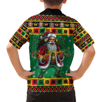 Jamaica Christmas Family Matching Summer Maxi Dress and Hawaiian Shirt Reggae Santa with Dreadlocks Design - Wonder Print Shop