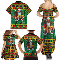 Jamaica Christmas Family Matching Summer Maxi Dress and Hawaiian Shirt Reggae Santa with Dreadlocks Design - Wonder Print Shop