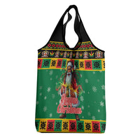 Jamaica Christmas Grocery Bag Reggae Santa with Dreadlocks Design - Wonder Print Shop
