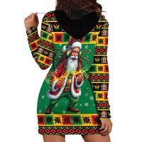 Jamaica Christmas Hoodie Dress Reggae Santa with Dreadlocks Design - Wonder Print Shop