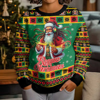 Jamaica Christmas Kid Ugly Christmas Sweater Reggae Santa with Dreadlocks Design - Wonder Print Shop
