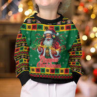Jamaica Christmas Kid Ugly Christmas Sweater Reggae Santa with Dreadlocks Design - Wonder Print Shop