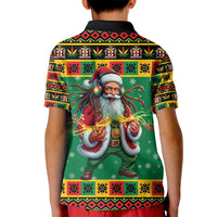 Jamaica Christmas Kid Polo Shirt Reggae Santa with Dreadlocks Design - Wonder Print Shop