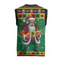 Jamaica Christmas Knitted V-Neck Vest Reggae Santa with Dreadlocks Design - Wonder Print Shop