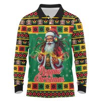 Jamaica Christmas Long Sleeve Polo Shirt Reggae Santa with Dreadlocks Design - Wonder Print Shop