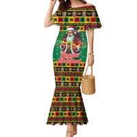 Jamaica Christmas Mermaid Dress Reggae Santa with Dreadlocks Design - Wonder Print Shop