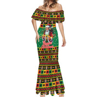 Jamaica Christmas Mermaid Dress Reggae Santa with Dreadlocks Design - Wonder Print Shop