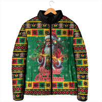 Jamaica Christmas Padded Jacket Reggae Santa with Dreadlocks Design - Wonder Print Shop