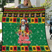Jamaica Christmas Quilt Reggae Santa with Dreadlocks Design - Wonder Print Shop