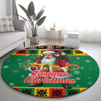 Jamaica Christmas Round Carpet Reggae Santa with Dreadlocks Design - Wonder Print Shop