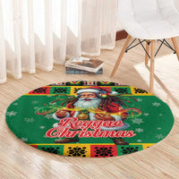 Jamaica Christmas Round Carpet Reggae Santa with Dreadlocks Design - Wonder Print Shop