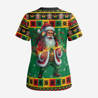 Jamaica Christmas Scrub Top Reggae Santa with Dreadlocks Design - Wonder Print Shop