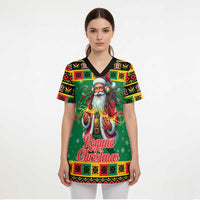 Jamaica Christmas Scrub Top Reggae Santa with Dreadlocks Design - Wonder Print Shop