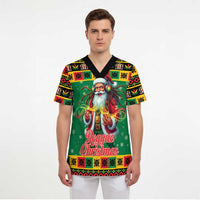 Jamaica Christmas Scrub Top Reggae Santa with Dreadlocks Design - Wonder Print Shop