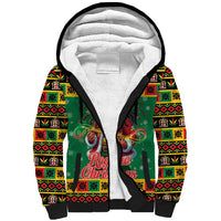 Jamaica Christmas Sherpa Hoodie Reggae Santa with Dreadlocks Design - Wonder Print Shop