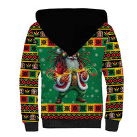 Jamaica Christmas Sherpa Hoodie Reggae Santa with Dreadlocks Design - Wonder Print Shop