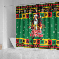 Jamaica Christmas Shower Curtain Reggae Santa with Dreadlocks Design - Wonder Print Shop