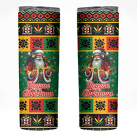 Jamaica Christmas Skinny Tumbler Reggae Santa with Dreadlocks Design - Wonder Print Shop